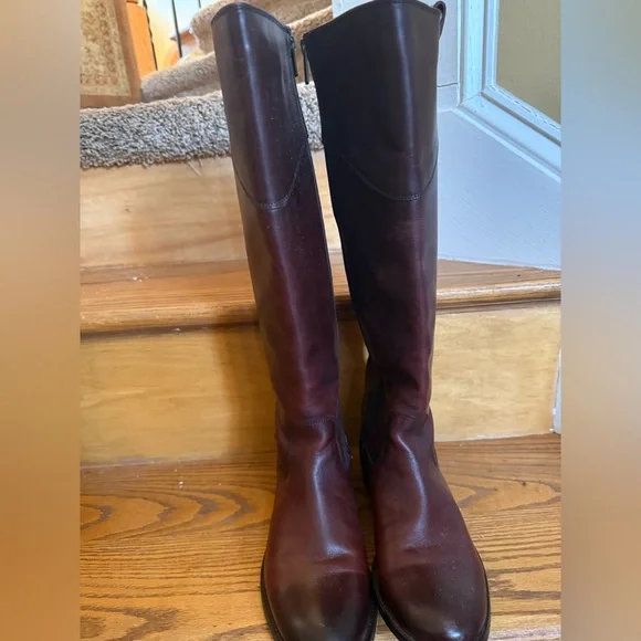 Frye Melissa Tab Tall Brown Leather Riding Boots - Picture 5 of 7